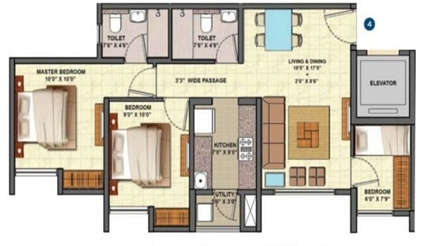 Featured image of Nambiar District 25 2.5 BHK Apartment Floor Plan