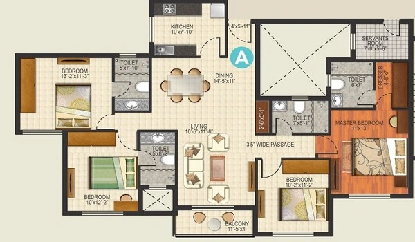 Featured Image of Nambiar District 25 4 BHK Apartmemnt Floor Plan