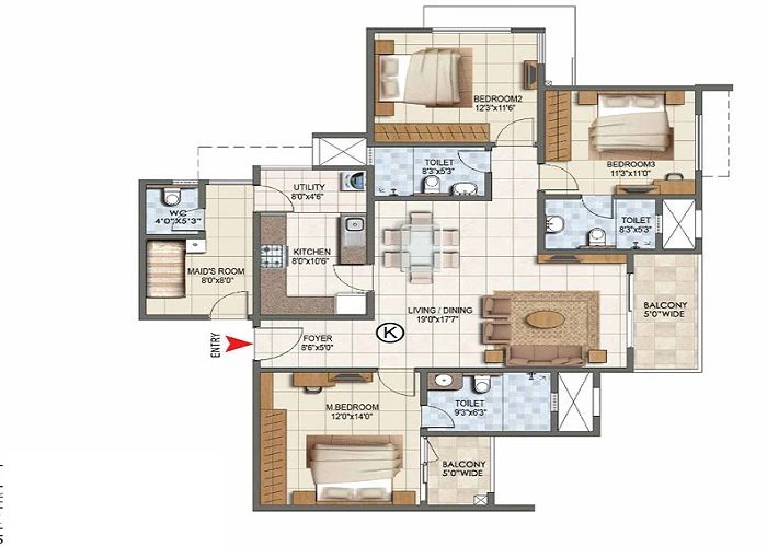 Nambiar Millenia 4 BHK Floor Plan